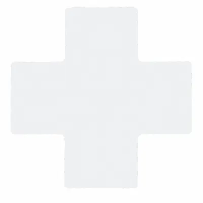 BRADY Floor Marking Tape: Cross, Solid, White, No Legend, 4 in x 10 in, 8 mil Tape Thick - Cross-Shaped Floor Marking Tape