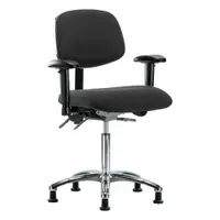 ESD Task Chair: Fabric, Arms Included, Ht Range 21 1/2 in to 29 in, 18 1/2 in Seat Wd, 17 in Seat Dp (MPN BR-ESD-FMBCH-CR-T1-A1-NF-EG-ESDBLK)