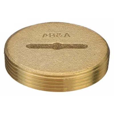 AB&A Brass Cleanout Plug, 3 in Overall Dia, 3 in Overall Ht, Screw-In, MPN 60363 - Cleanout Plugs