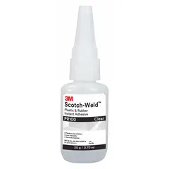 3M PR100 is a clear, thin liquid instant adhesive supplied in a 0.71 fl oz bottle. Designed for small joint assembly, it bonds glass and is also compatible with metals. This product meets CFIA standards.