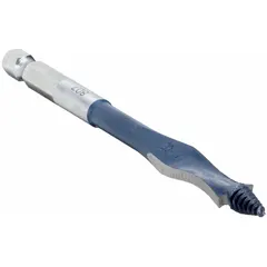 This BOSCH spade drill bit is designed for fast, rough drilling of large-diameter holes in wood, plywood, and drywall. The 3/8 in bit size features a 1/4 in hex shank for quick changes in cordless drills, common in framing, electrical, and plumbing rough-in work. It is made of carbon steel with a bright (uncoated) finish and has an overall length of 4 in.