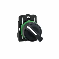 SCHNEIDER Selector Switch: 22 mm Panel Mounting Size, 2 Positions, Short Lever, 1NO, Non-Metallic (MPN XB5AD21)