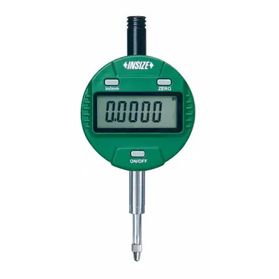 INSIZE Digital Indicator: 0 in to 0.5 in /0 mm to 12.7 mm, Inch/Metric, 0.005mm Accuracy - Digital Indicators with Non-Removable Flat Back