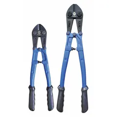 This bolt and chain cutter set is designed for cutting soft steel up to 8 mm maximum diameter and hard steel up to 6 mm maximum diameter. Constructed with a steel body and blue finish, it is suitable for general cutting tasks on bolts, rods, and chain links in construction and maintenance applications.