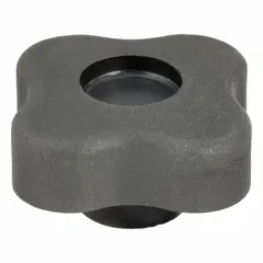 This 4-arm knob features a plastic body with a steel thread insert for corrosion resistance. The 1.4 in diameter and 1/4"-20 threaded hole provide secure manual adjustment and clamping on industrial machinery, jigs, and fixtures.