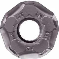 Pentagon-shaped indexable milling insert for high-feed milling operations. Designed for use in steel, stainless steel, and cast iron workpieces. Suitable for roughing and semi-finishing applications in general machining and mold-making.