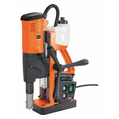 This standard magnetic drill press features an electric magnet for secure attachment to ferrous workpieces. It operates on 120V AC and provides 10 1/4 in of drill travel. Suitable for drilling large-diameter holes in steel and other ferrous metals in applications such as structural steel fabrication and heavy equipment maintenance.