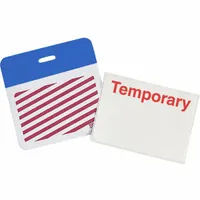 Card Clip On Badge: Temporary, Vinyl, White, 2 in Card Ht, 3 in Card Wd, 500 PK (MPN 95664)