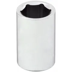 This 1/4" drive hand socket features a 6-point standard configuration for use with hex fasteners. The chrome finish provides corrosion resistance. With an 11/32" socket size and 1" overall length, it is suitable for tightening or loosening fasteners in general maintenance and repair tasks.