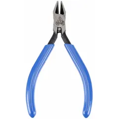 Pointed flush-cut pliers with 4 1/4 in overall length, 1/2 in jaw length, and 3/8 in jaw width. Designed for precision trimming of soft wire, plastic, and electronic leads in confined spaces.