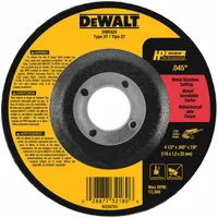 DEWALT Depressed Center Cut-Off Wheel: Type 27, 4 1/2" x 0.045" x 7/8", Aluminum Oxide, 60 Grit (MPN DW8424)