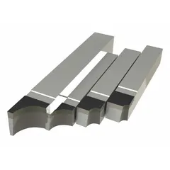 Set of carbide radius tool bits for turning and profiling on manual and CNC lathes. Shank widths and heights of 3/8 in and 1/2 in accommodate various tool holders. Suitable for finishing and light roughing of steel, stainless steel, and non-ferrous materials in general machining applications.
