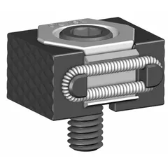This single wedge clamp is constructed from stainless steel with a serrated face for secure workpiece gripping. It is designed for use in machining operations such as milling, drilling, and grinding where vibration resistance is required. The clamp accommodates a 5/16"-18 bolt for mounting on fixtures or machine tables.