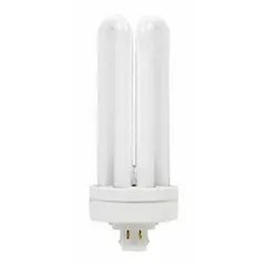 This GE LAMPS compact fluorescent lamp is a T4 triple twin-tube plug-in type with a 4-pin GX24q-3 base. It delivers 1800 lumens at a 3500K color temperature and is dimmable. Suitable for use in compatible commercial and industrial fixtures such as those found in offices, retail spaces, and warehouses.