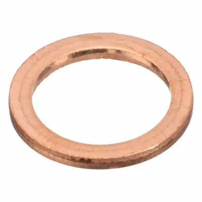 OEM Sealing Washer: M10 Screw Sz, Copper, Copper Seal, 10 mm Inside Dia, 14 mm Outside Dia - Single-Piece Sealing Washers