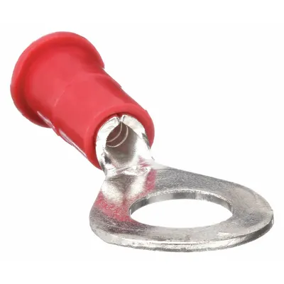 3M Ring Terminal: Red, Vinyl Insulation, #6 Stud Size, 22 AWG to 18 AWG Wire Sizes - Insulated Ring Terminals