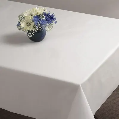 OEM Disposable Table Cover: Round, White, Plastic, 82 in Dia, 12 PK - Disposable Table Covers