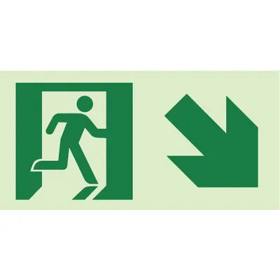 ABILITY ONE Photoluminescent Safety Sign: Plastic, Adhesive Sign Mounting - Exit Signs