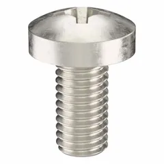 M8x1.25 thread, 16 mm length, 316 stainless steel pan head machine screw with plain finish and #4 Phillips drive. Sold in a 5-pack. Suitable for fastening components in corrosive environments such as marine, chemical processing, and food equipment.