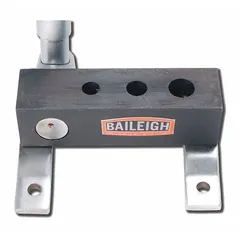 Manual pipe notcher for creating saddle notches in pipe and tube ends. Compatible with pipe sizes from 1/4 in to 1/2 in. Used in metal fabrication for joining or welding without grinding.