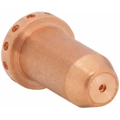 Consumable tip for Thermal Dynamics SL40 handheld plasma torch at 40 A. Maintains correct standoff distance between torch and workpiece for consistent cut quality. Used in handheld plasma cutting applications.