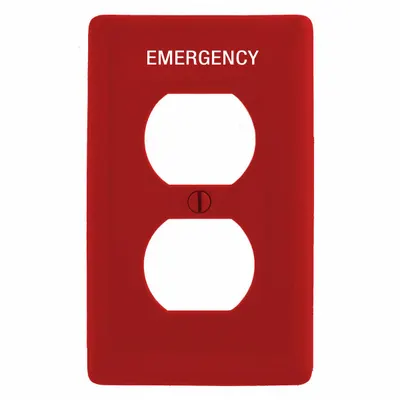 HUBBELL Wall Plate: Duplex Outlet, 1 Gang, Red - General Purpose Wall Plates