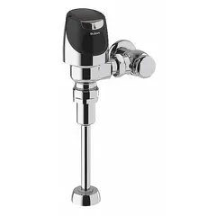 The SLOAN Solis 8186-1 is an exposed, top-spud urinal automatic flush valve with a 1 gpf flush rate and 11-1/2 in rough-in. Solar-powered and battery-free, it is suited for commercial restrooms requiring hands-free operation and water conservation.