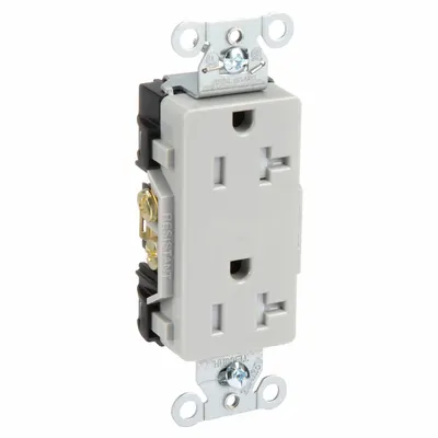 HUBBELL Receptacle: Decorator Duplex, 5-20, Gray, 125V AC, 20 A, 2 Pole / 3 Wire (MPN DR20GRYTR) - General Purpose Receptacles