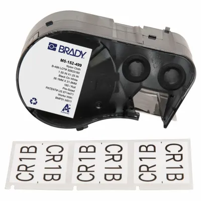 BRADY Flag Label: Rectangle, 1 1/2 in x 1 1/4 in, Nylon, White ( Matte) - Brady Rectangular Flag Precut Label Rolls