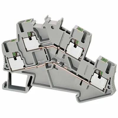 SCHNEIDER Terminal Block: DIN Rail Mounting Type, Push-In Wire Termination, 2 Wire Terminals - Pass-Through Blocks