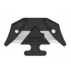 Steel replacement double head with two cutting sides. Overall length 1 1/2 in, width 7/8 in. Pack of 10. Used for cutting sheet materials, trimming, and opening cartons in packaging and warehousing.