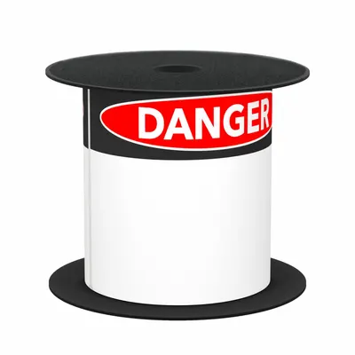 BROTHER Pre-Cut Label Stock Roll: Danger, Black Header, 4 in x 6 in, Vinyl, Red/White - Brother Danger Precut Label Rolls