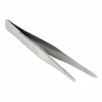 Stainless steel medical tweezers with serrated tip for secure grip. Overall length 5 1/2 inches. Silver finish. Used for grasping dressings, gauze, or small objects in clinical and first-aid settings