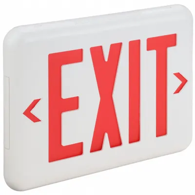 DUAL-LITE Exit Sign: LED, White, Red, 1 or 2 Faces, Ceiling/End/Wall, Not Battery Powered - Plastic Lighted Exit Signs