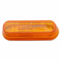 Incandescent clearance marker lamp with amber oval lens and P2 SAE lens code. Features channel/rail mount and blunt cut wire connection. Used on commercial trailers, trucks, and heavy equipment to mark vehicle width and height for improved visibility