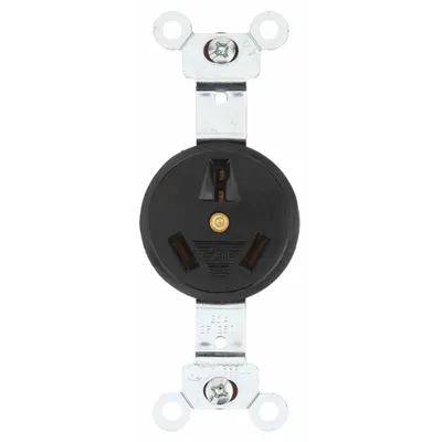 BRYANT Receptacle: Single, 10-20, Black, 125/250V AC, 20 A, 3 Pole / 3 Wire (MPN 9326) - General Purpose Receptacles