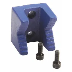 This screw-in pipe jaw is designed to hold and secure pipe during threading, cutting, or wrenching operations. It is intended for use with compatible pipe tools in maintenance and fabrication tasks.