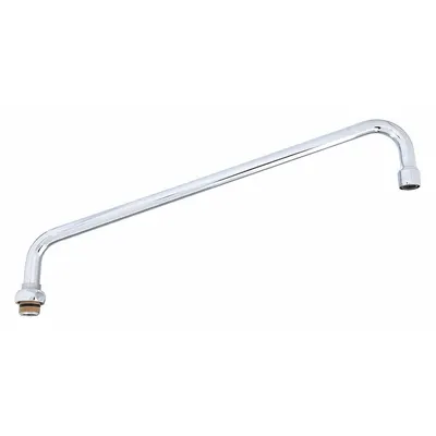 T&S BRASS Spout: Spout, Double-Bend, Swivel Spout, Brass, Chrome, 26.3 gpm Flow Rate - Double-Bend Faucet Spouts