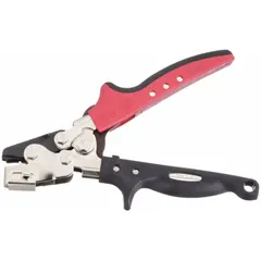 This adjustable snap lock punch creates hole sizes from 1/4 to 5/8 in and handles aluminum up to 0.035 in thick. It is used in sheet metal work for forming snap-lock seams, commonly applied in HVAC duct fabrication and light-gauge metal assembly.