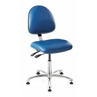 Cleanroom Chair: Vinyl, Armless, Ht Range 15 1/2 in to 21 in, 20 in Seat Wd, 18 in Seat Dp, 5 Glides (MPN 9051MC4-BLV)