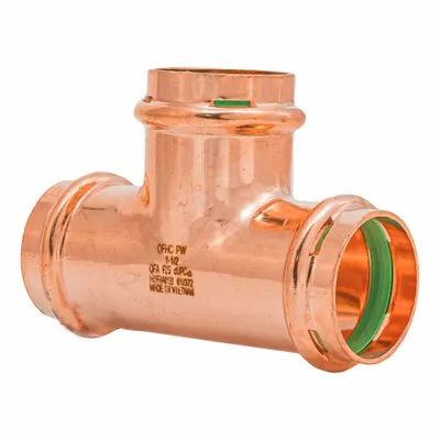 QUICKFITTING SUREPRESS Crimp Tee Fitting: 1 1/2 in CTS x 1 1/2 in CTS x 1 1/2 in CTS size - Plumbing Copper & Bronze Press Tube Fittings with Seal Window