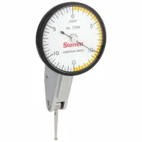 STARRETT Tilted-Face Dial Test Indicator: 0 in to 0.03 in, Horizontal, Inch, 0.0005 in (MPN 709AZ)