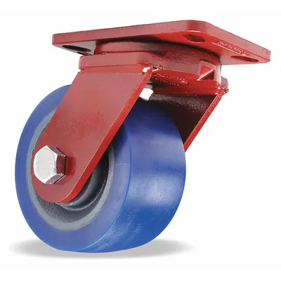 HAMILTON Plate Caster: Swivel, Polyurethane, 6 in Wheel Dia, 3 in Wheel Wd - Heavy-Duty General-Purpose Kingpinless Plate Casters