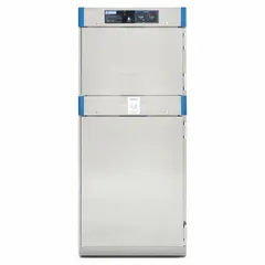 Freestanding warming cabinet with touch screen control and steel construction. Steel door. Overall dimensions 30 in wide by 26 5/8 in deep. Used in foodservice operations to hold prepared food at serving temperatures.