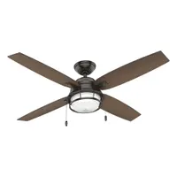 HUNTER Ceiling Fan: 52 in Blade Dia, Maple/Walnut, 3 Speeds, Light Kit, Ocala (MPN 59214)