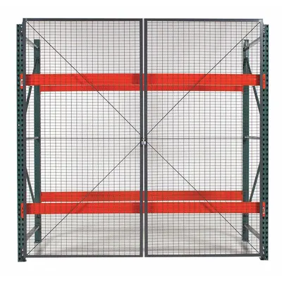 WIRECRAFTERS Door Kit: 1 Bays, 108 in x 1 1/4 in x 144 in, 10 ga, Steel, Powder Coated - Wire Mesh Hinged-Door Kits for Pallet Rack Enclosures