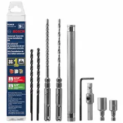This set includes two SDS-Plus drill bits sized 3/16 in and 5/32 in for installing concrete screws into masonry, block, and brick. The bits feature a 0 in shank diameter and are designed for quick, secure fastening in construction and renovation applications.
