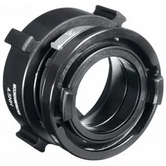 This aluminum NH x Storz straight adapter connects fire hoses with 4-1/2 in NH threads to 4 in Storz couplings. Used in fire hydrants, standpipes, and fire suppression systems for municipal, industrial, and commercial applications.