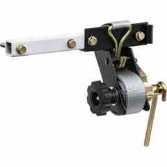 Truck rack mounted tie downs for securing cargo on vehicle roof racks. Used to fasten ladders, pipes, and long materials during transport. Suitable for commercial vehicles requiring safe load restraint.