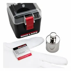 Two cylinder calibration weights with 10 g nominal mass, constructed from stainless steel. Class 2 accuracy for verifying and calibrating precision balances and scales in laboratory, manufacturing, and quality control applications. Includes a handling glove.
